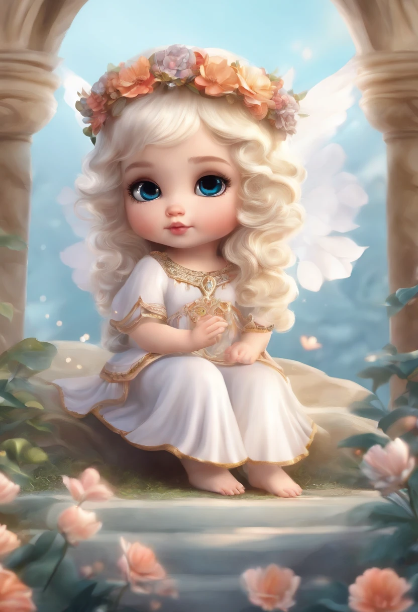 o anjo da guarda,estilo chibi,fundo branco,8k