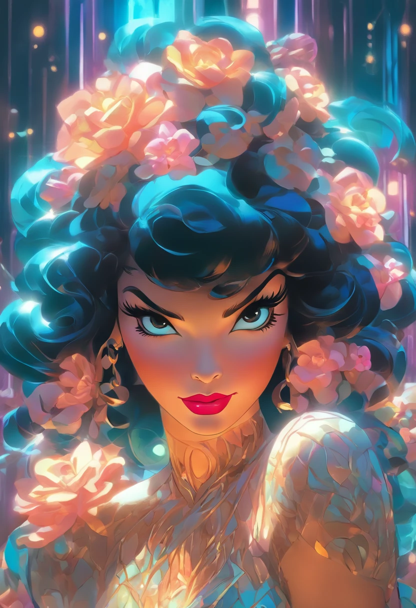 Bettie Page, starfire, Young white girl thin pale, cabelo vermelho, corpo inteiro, capa, pintura hiperdetalhada, luminismo, Bar lighting, complexo, 4k resolution concept art portrait by Greg Rutkowski, Artgerm, WLOP, Alphonse Mucha, little fusion pojatti realistic steampunk, fractal  isometrics details bioluminescens : uma fotografia realista impressionante 30 anos , ruiva, Stunning beautiful Italian god with large white flowers Wet bone structure tiara, 3d render, octane render, intrincadamente detalhado, titanium decorative headdress, cinemactic, trending in artstation | isometric | Amazing colorful centered hypereallistic cover photo, hand-drawn, escura, arenosa, realista mucha, klimt, erte .12k, intrincado. hit definition , cinemactic, rough sketch, mistura de linhas escuras ousadas e linhas soltas, linhas ousadas, no papel, corpo inteiro com vestido de veludo, humanoide, corpo inteiro.