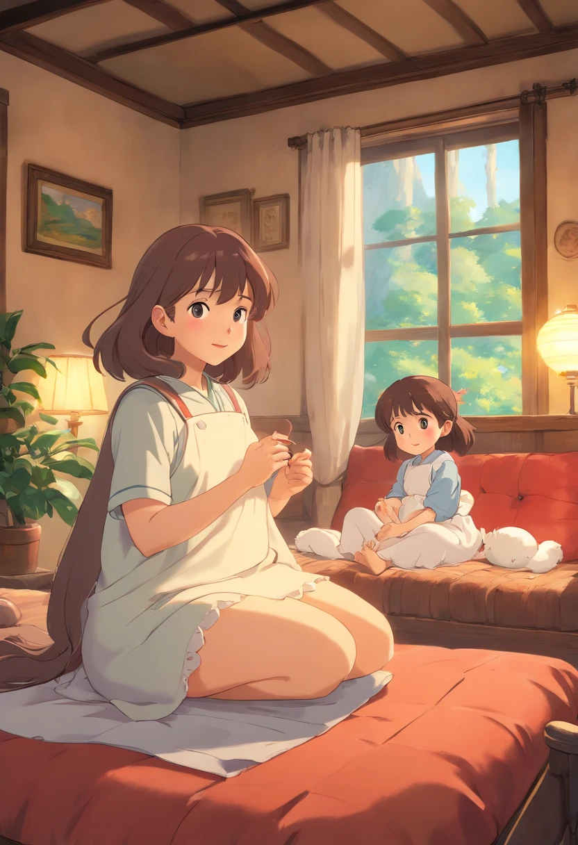 (best quality,highres,ultra-detailed),extremely detailed facial expression:1.1, woman, adult diaper,high-quality adult diaper, playful expression:0.9, extraordinary attention to detail:1.1, soft and comfortable material:0.9, precise texture, matching crib in the background,soft lighting,subtle shadows,artistic lighting,emphasizing doll and woman,professional photography style,precise lighting angles,vintage color tone,gentle warm lighting,creating a comforting atmosphere,sophisticated composition,attention-grabbing central focus