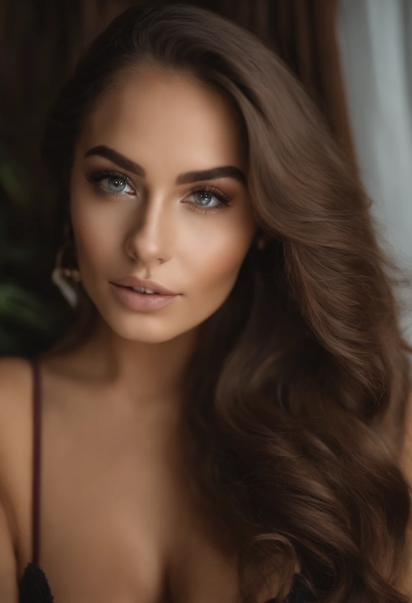 arafed frau mit schwarzen kleidern, Sexy girl with blue eyes, portrait sophie mudd, brown hair and big eyes, Selfie einer jungen Frau, Augen im Schlafzimmer, Violet Myers, ohne Make-up, Natural makeup, Blick direkt in die Kamera, Gesicht mit Artgram, dezentes Make-up, Stunning full body shot, im Schlafzimmer, Spaltung