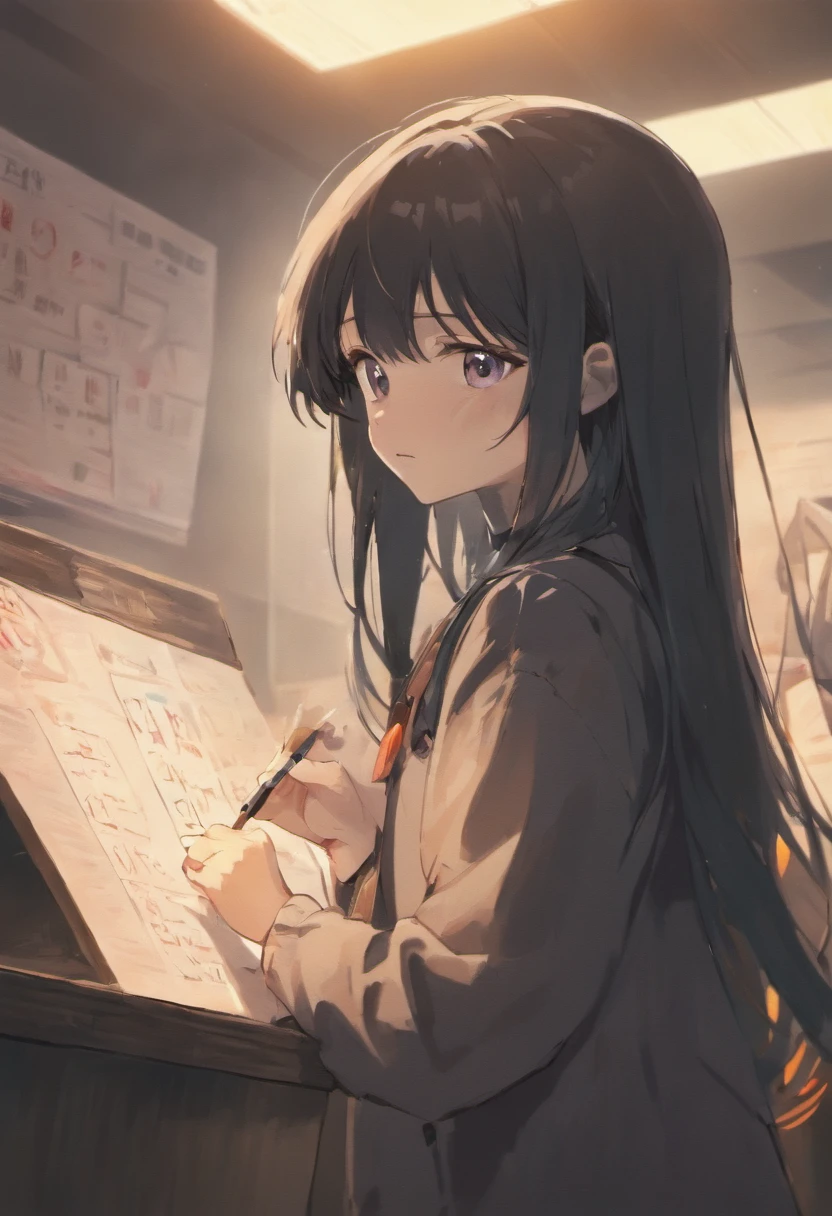Black-haired schoolgirl Classroom sixteen years old