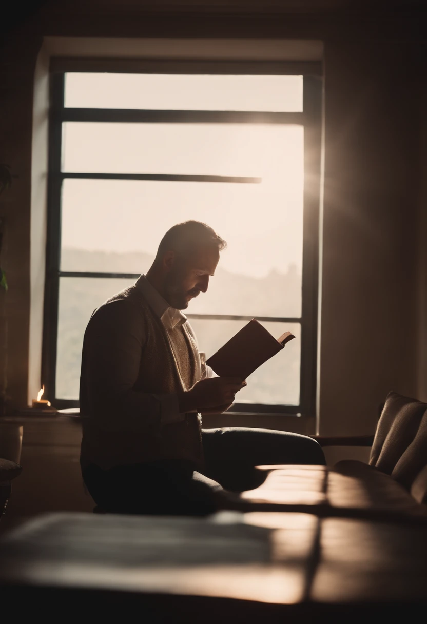 Portrait of a father with book in hand