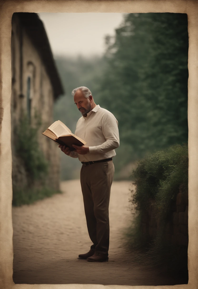 Portrait of a father with book in hand