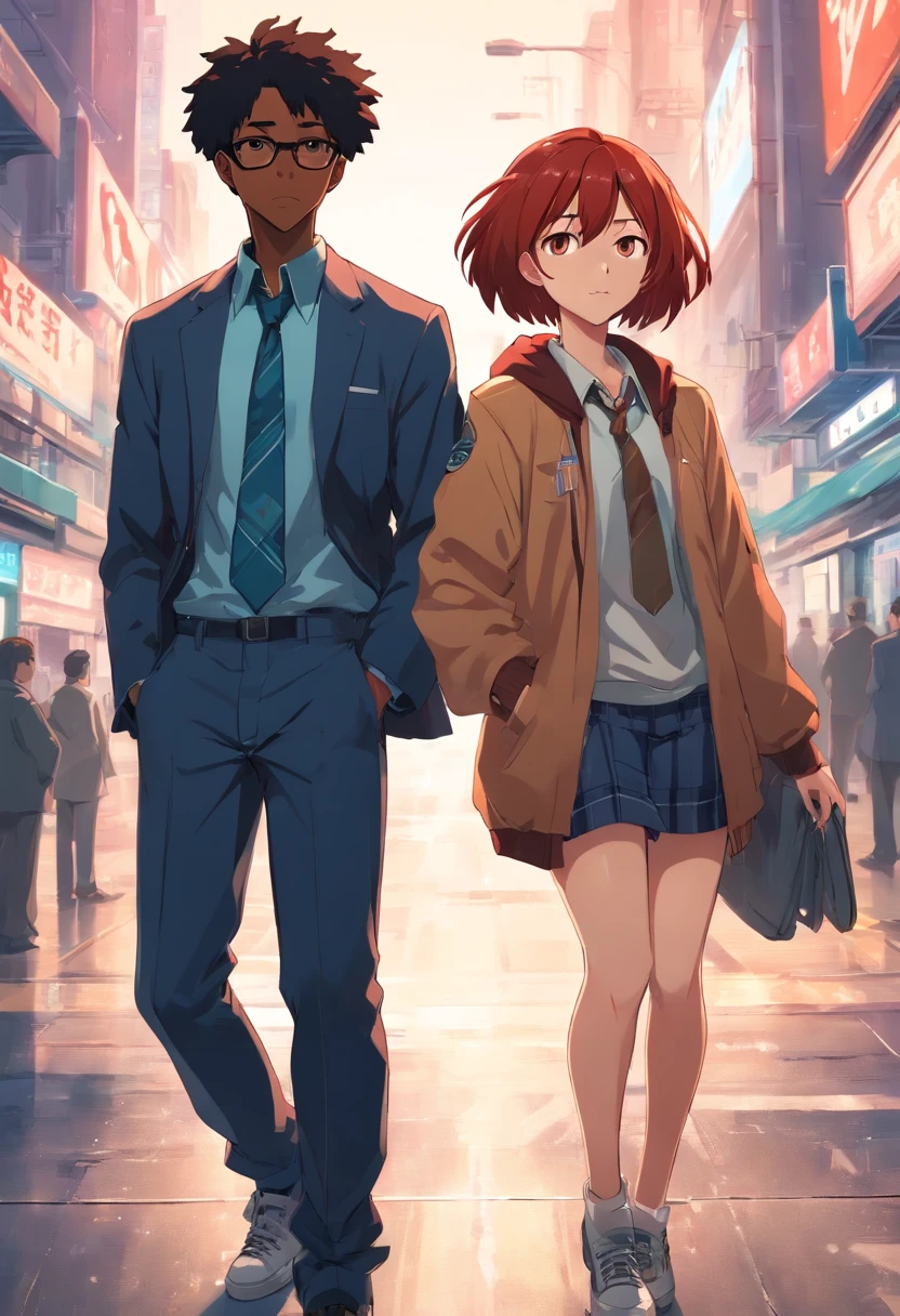 gangster black boy and nerdy redhead girl
