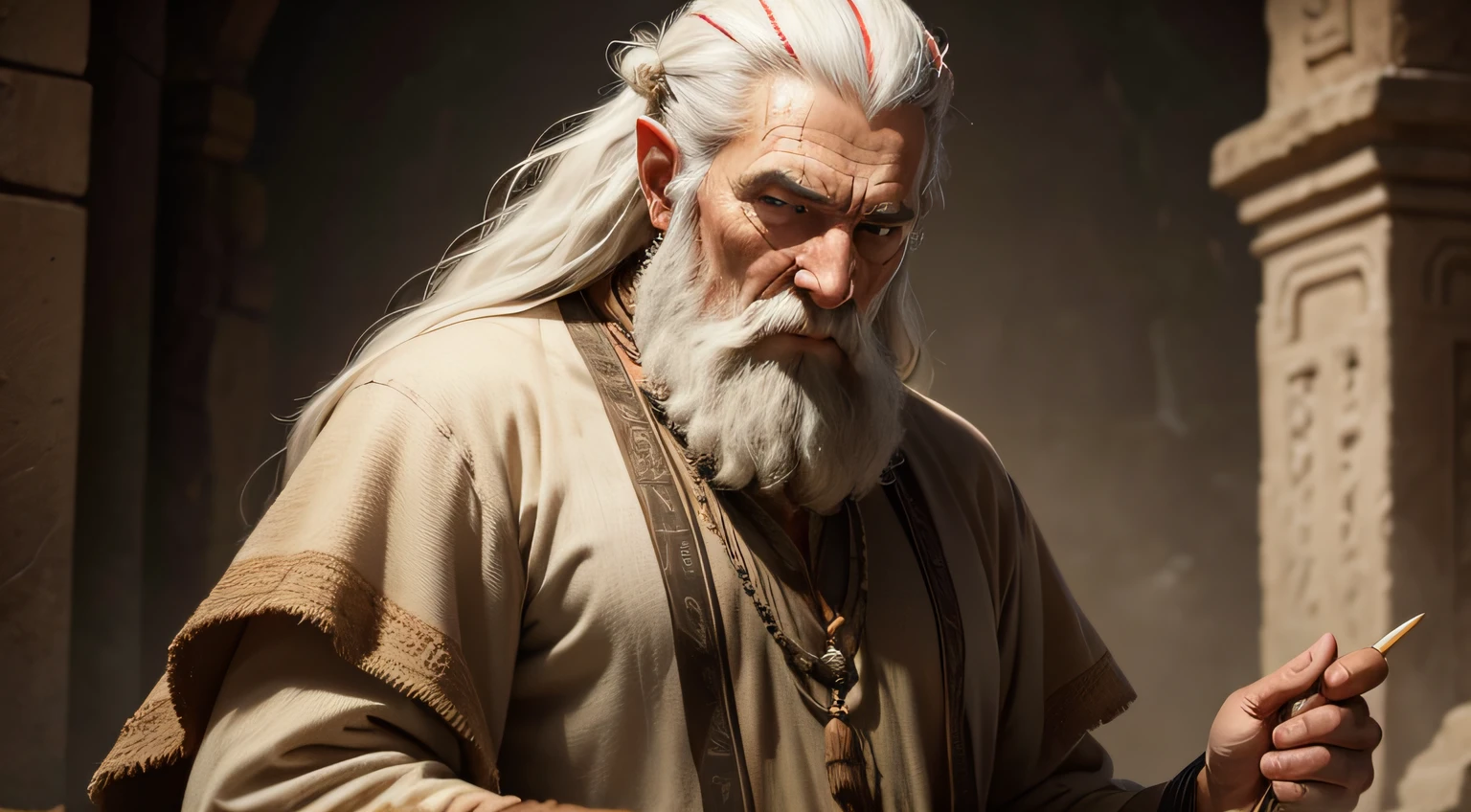 A PHOTO OF AN ANCIENT MAN DRESSED AS AN ULTRA REALISTIC PROPHET