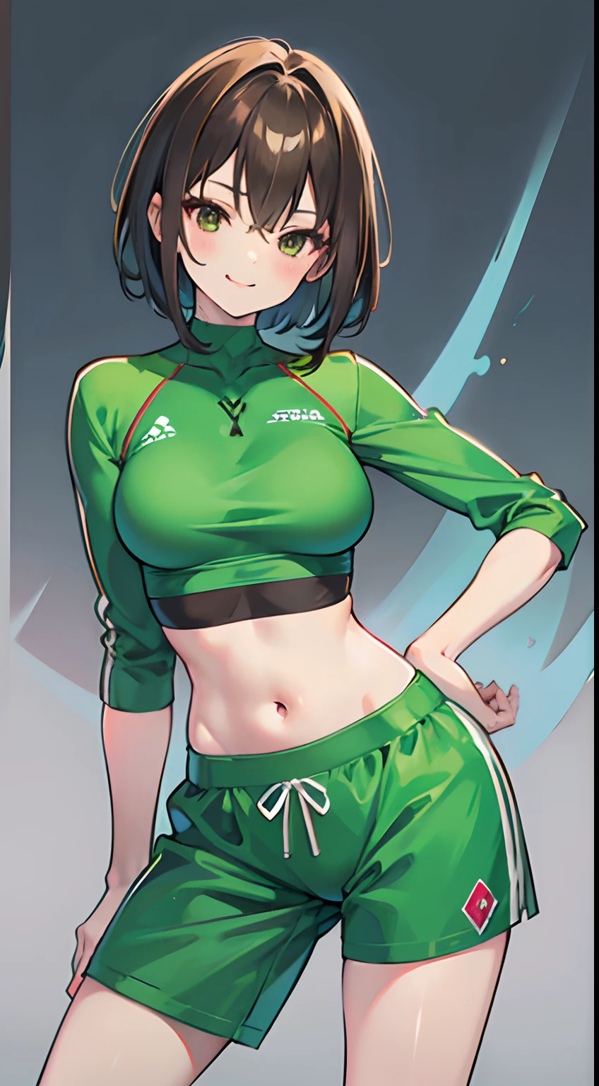 ((sexy girl ,gyaru))nsfw,glamorous, bob cut black hair,glamorous, voluptuous, curvy, embarrassed, flushed, tracksuit,fromabovi