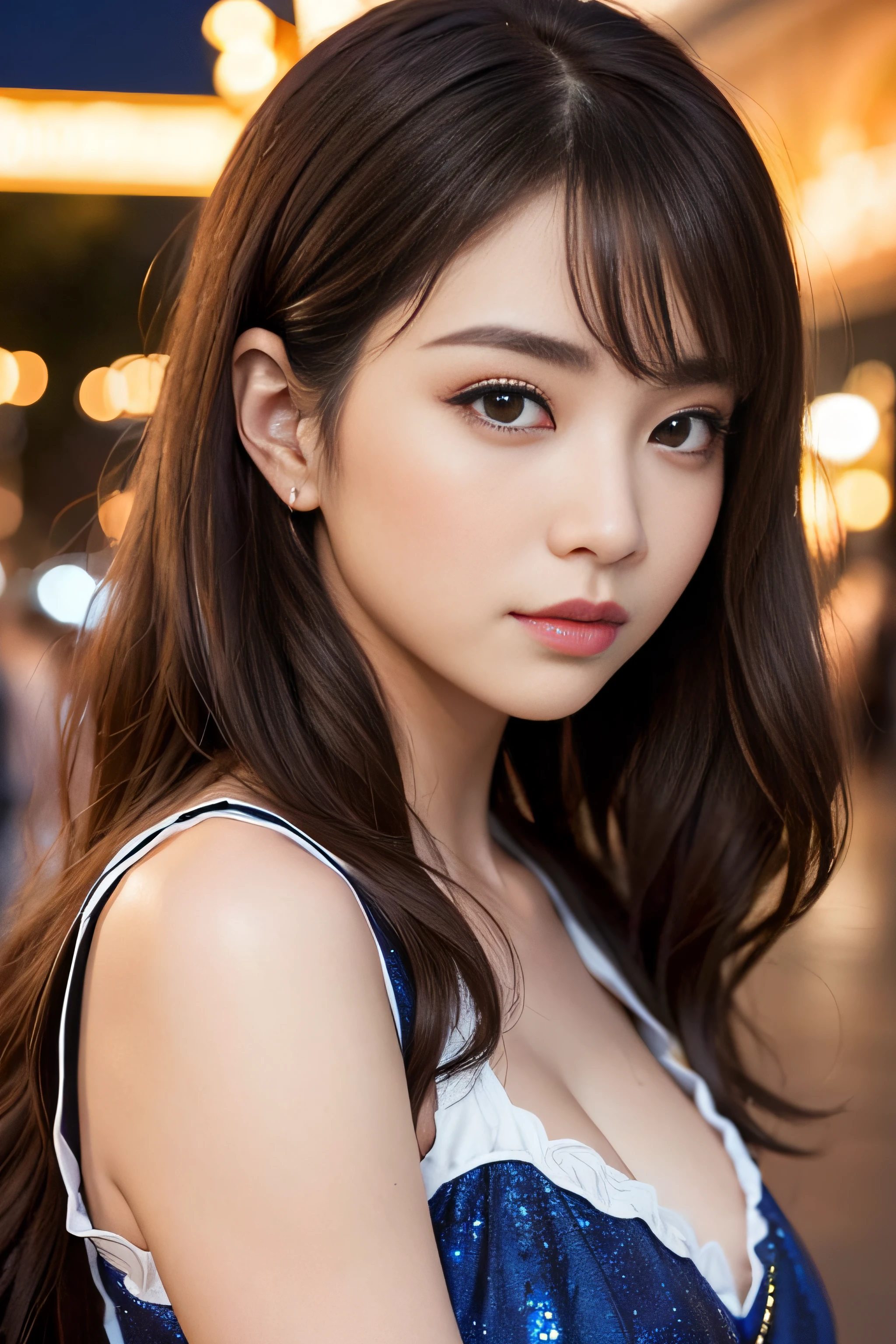 (masterpiece:1.3), high resolution, ultra detailed, extremely detailed CG unity 8k wallpaper, realistic, photo-realistic, RAW photo, beautiful detailed face, pale skin, realistic glistening skin, detailed cloth texture, detailed hair texture, Perfect body, Beautiful Face, accurate, Anatomically correct, Highly detailed face and skin texture, natural neck length, (beautiful hands), (fair skin:1.1), (well-aligned teeth:1.1), (Sweaty skin:1.2), 
BREAK, 
Detailed eyes, symmetric eyes, Light Brown eyes, Double eyelids, Thin eyebrows, (Glossy lips:1.4), ((A face with waiting for a kiss:1.2)), (blush:1.1), (A sparkling small hair accessory:1.1), 
BREAK, 
(A classy and Cute wife:1.3), (nude, nsfw, nipple:1.4), 
BREAK, 
medium large breasts, slender figure, firm abs, 
((ponytail, Dark blonde hair, wavy hair, long hair, asymmetric bangs:1.2)), (looking at viewer), (cowboy shot:1.2), From above, 
BREAK, 
((Sitting side by side on the backseat of a office)), (((A view of Tokyo outside the window at Night:1.3))),