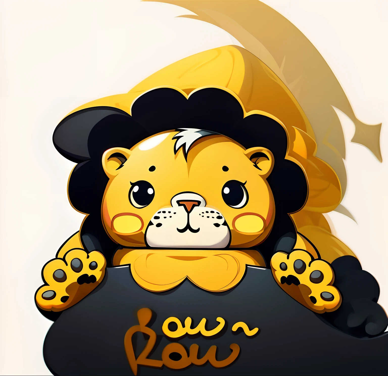 Yellow color matching,Lion, lion wearing magic hat, cute, lion wearing black magic hat, wizard, white background, AI vector, no shadow, flat, realistic, minimalist, front corner,