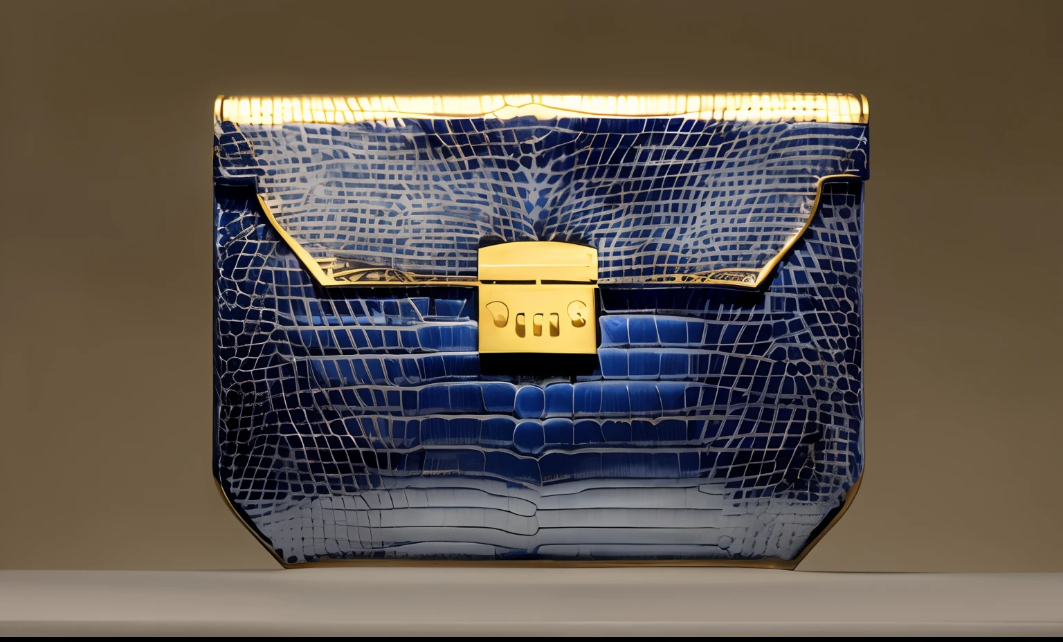 a close up of a blue purse with a gold lock, decadent, by Adam Saks, very intense, by Hugo Heyrman, balenciaga, by Luis Miranda, by Gabriel Ba, by Samuel Birmann, f / 3 2, hermes, by derek zabrocki, 8 0. lv, day light, by Leo Goetz, navy-blue, gilt