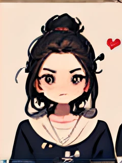 Cartoon girl with heart in hair, nezuko-chan, Nezuko, Cute Portrait, kawaii realistic portrait, anime art style, In an anime style, cute anime style, anime style character, ruan cute vtuber, cute character, Cute art style, inspired by Ma Yuanyu, avatar image, anime styled, Cute anime face