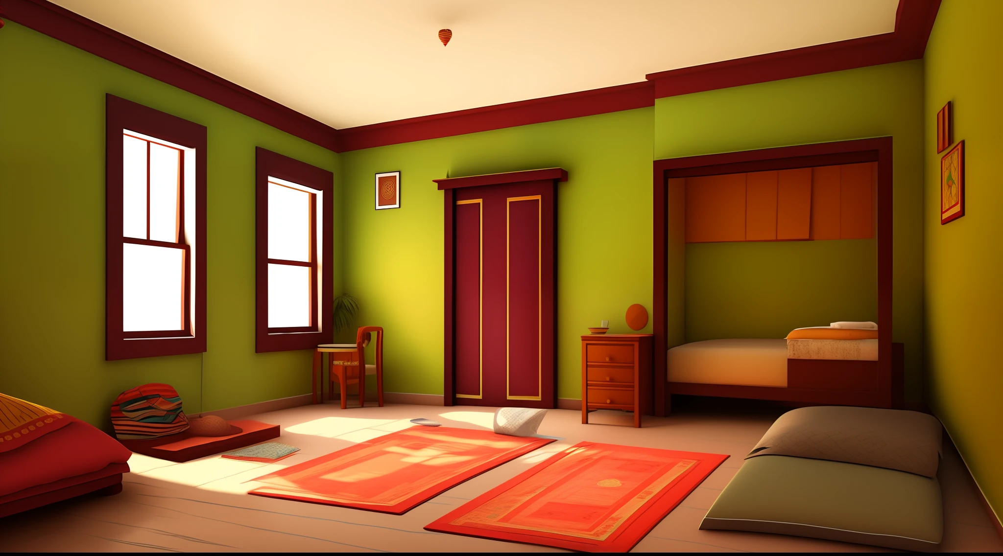 cartoon house room interior, poor house room interior, room , bad condition room interior, a Indian room a small room, Indian room interior
