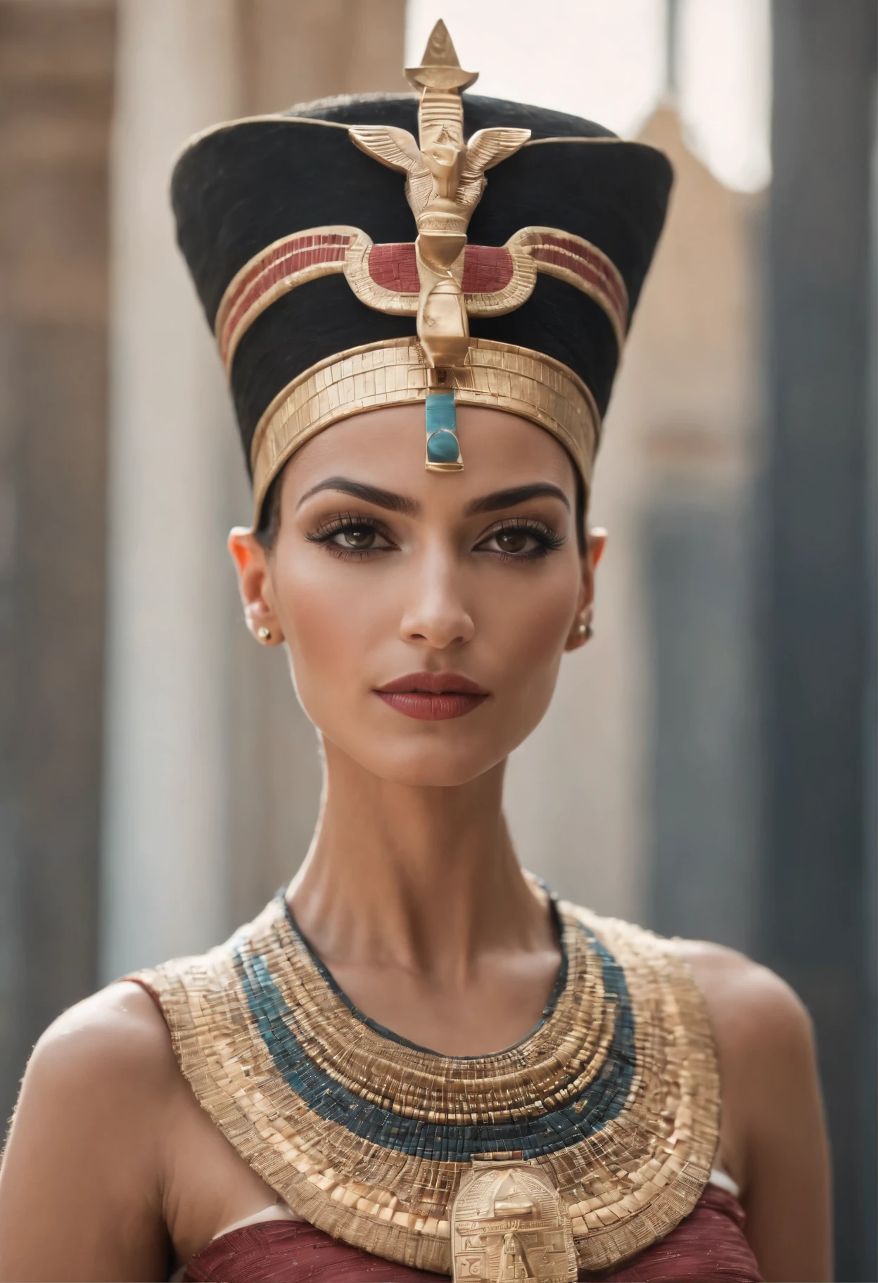 Beautiful egyption queen Nefertiti posing to camera, egyption face, middle eastern, perfect
