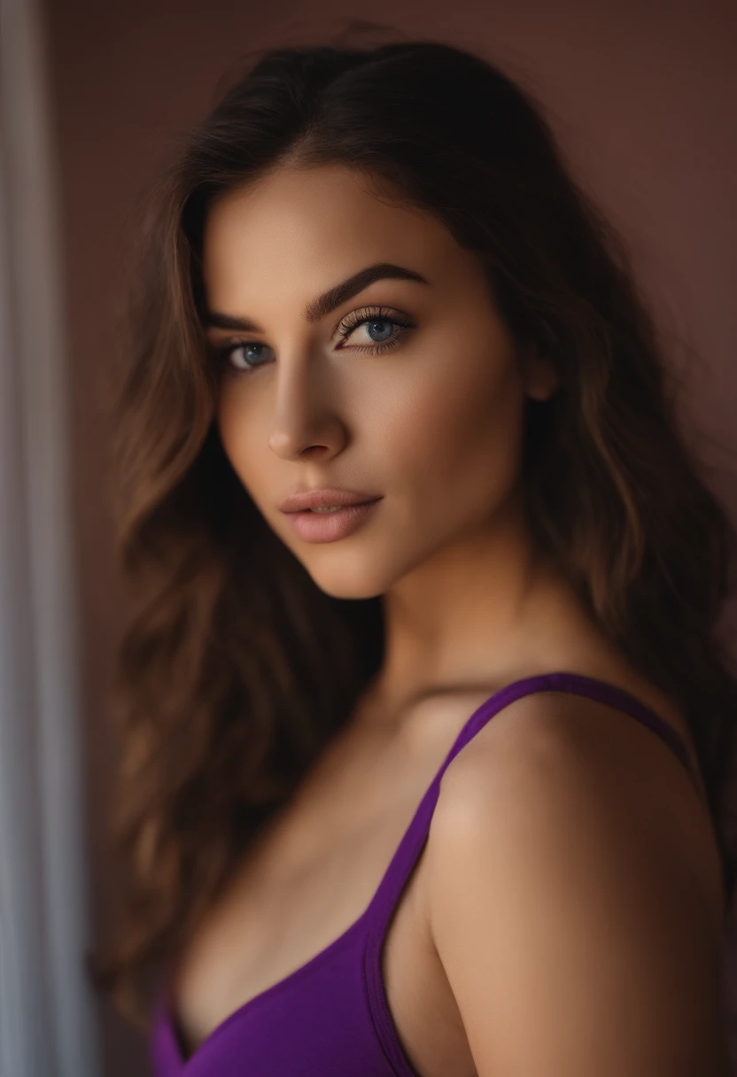 Arafed woman with tank top and donkey panties, fille Sexey aux yeux bruns, Portrait Sophie Mudd, cheveux bruns et grands yeux, selfie of a young woman, Yeux de chambre, Violet Myers, sans maquillage, maquillage naturel, looking straight at camera, Visage avec Artgram, Maquillage subtil, Superbe photo du corps entier, dans la chambre, clivage, tits, ass, Sexey, Sexe, levrette, position Sexee,