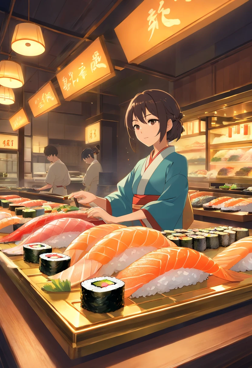 Luxurious golden most expensive sushi food photographic pic, high quality