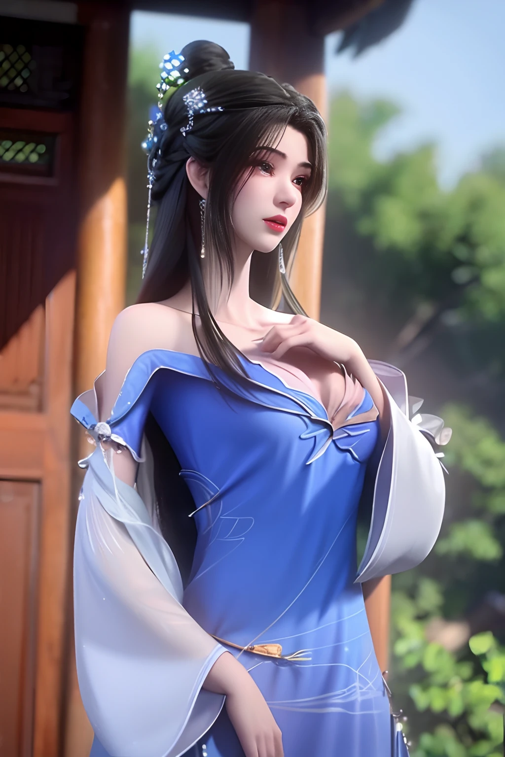 limuwan，gigantic cleavage breasts，Snow-white chest