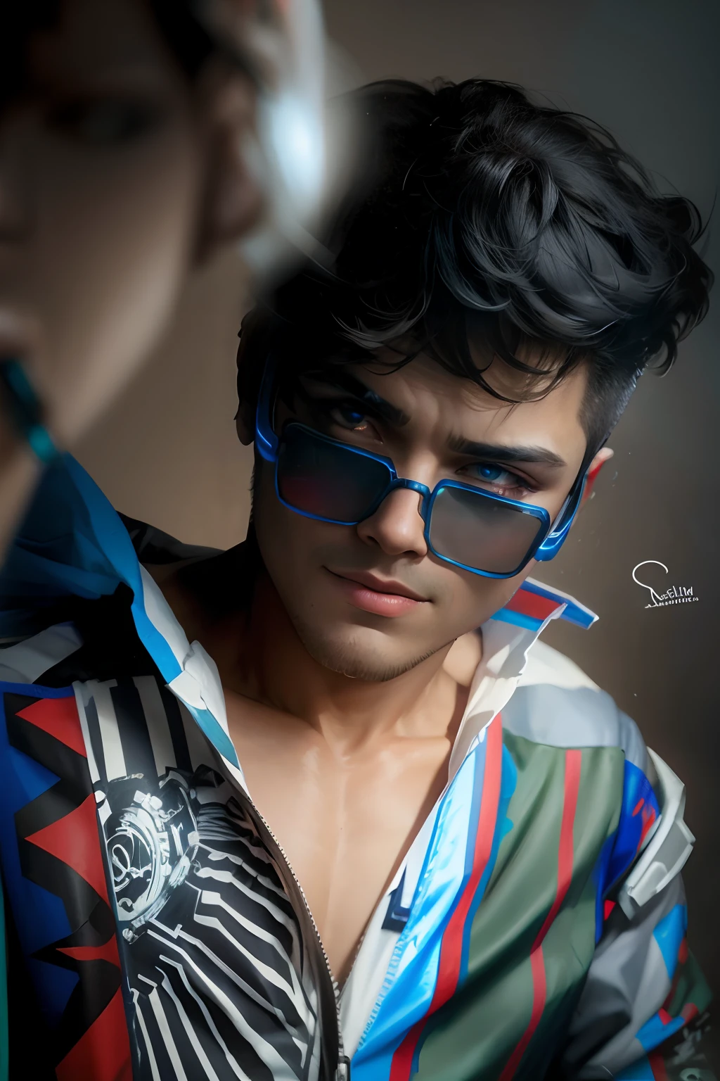 Real face chang background cyberpunk handsome boy realistic face realistic 8k ultra realistic image clear face