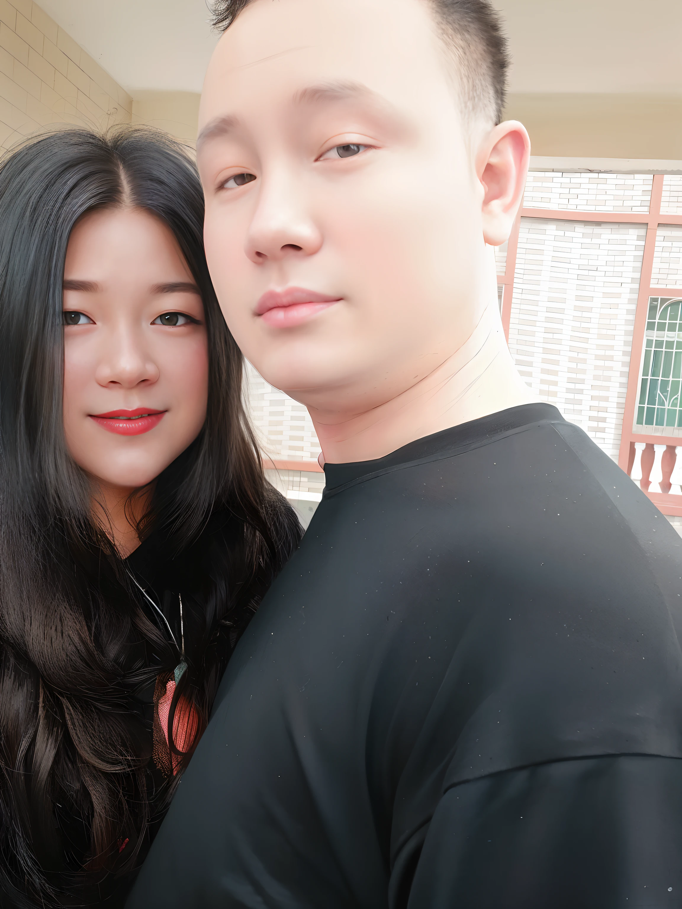 186cm 105kg thin man with abdominal obesity, (140 kg thin woman with abdominal obesity:1.4), friendly couple, photorealistic, 8K