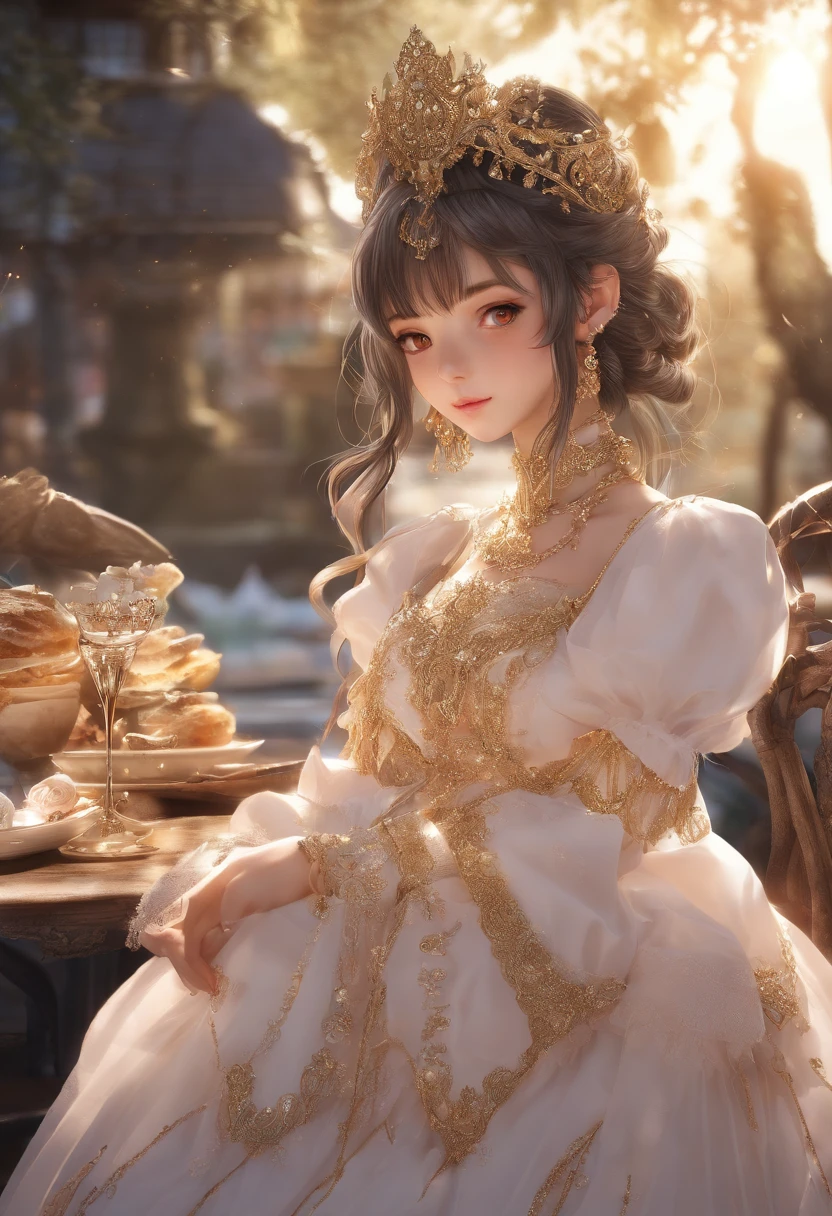 Noiva e noivo sentado na grama com o sol se pondo no fundo, sentado em um joelho na grama, sol encharcado, Roberto Ferri e Ruan Jia, very magical and dreamy, noivos, Durante a Hora Dourada, Foto da revista Vogue, golden hour sunset lighting, luz solar da hora dourada, Tiro na Hora de Ouro, soft golden hour lighting, sparkling in the sunlight, de s da linha de frente, KDA, de arknights, Arte no estilo de Guweiz, garota misteriosa da cafeteria, detalhes finos. meninainha de frente, por Shitao, meninas estiha de frente, fanart requintada altamente detalhada, in a bright cafe, Kawacy, fanart de alta qualidade,master part, melhor qualidade, (extremamente detalhado CG unidade 8k papel de parede), (melhor qualidade), (best illustration), (Melhor sombra), absurdos, realistic lighting.