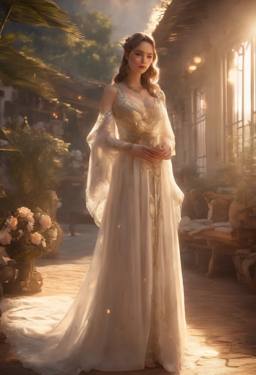 Noiva e noivo sentado na grama com o sol se pondo no fundo, sentado em um joelho na grama, sol encharcado, Roberto Ferri e Ruan Jia, very magical and dreamy, noivos, Durante a Hora Dourada, Foto da revista Vogue, golden hour sunset lighting, luz solar da hora dourada, Tiro na Hora de Ouro, soft golden hour lighting, sparkling in the sunlight, de meninas da linha de frente, KDA, de arknights, Arte no estilo de Guweiz, garota misteriosa da cafeteria, detalhes finos. meninas da linha de frente, por Shitao, meninas estilo linha de frente, fanart requintada altamente detalhada, in a bright cafe, Kawacy, fanart de alta qualidade,master part, melhor qualidade, (extremamente detalhado CG unidade 8k papel de parede), (melhor qualidade), (best illustration), (Melhor sombra), absurdos, realistic lighting.