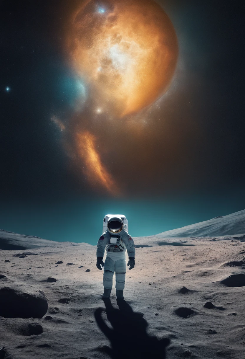 Generate artwork , Glassmorphism: A sci fi astronaut with the lizard face on the surface of the moon