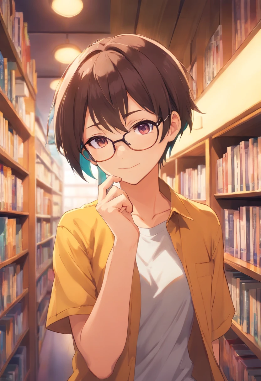 macho, adulto jovem, nobre, mago, cabelos preto, Rosto detalhado, detailed hands, roupas nobres vermelhas, glasses, inteligente, charismatic appearance, confiante, fundo da biblioteca, esnobe