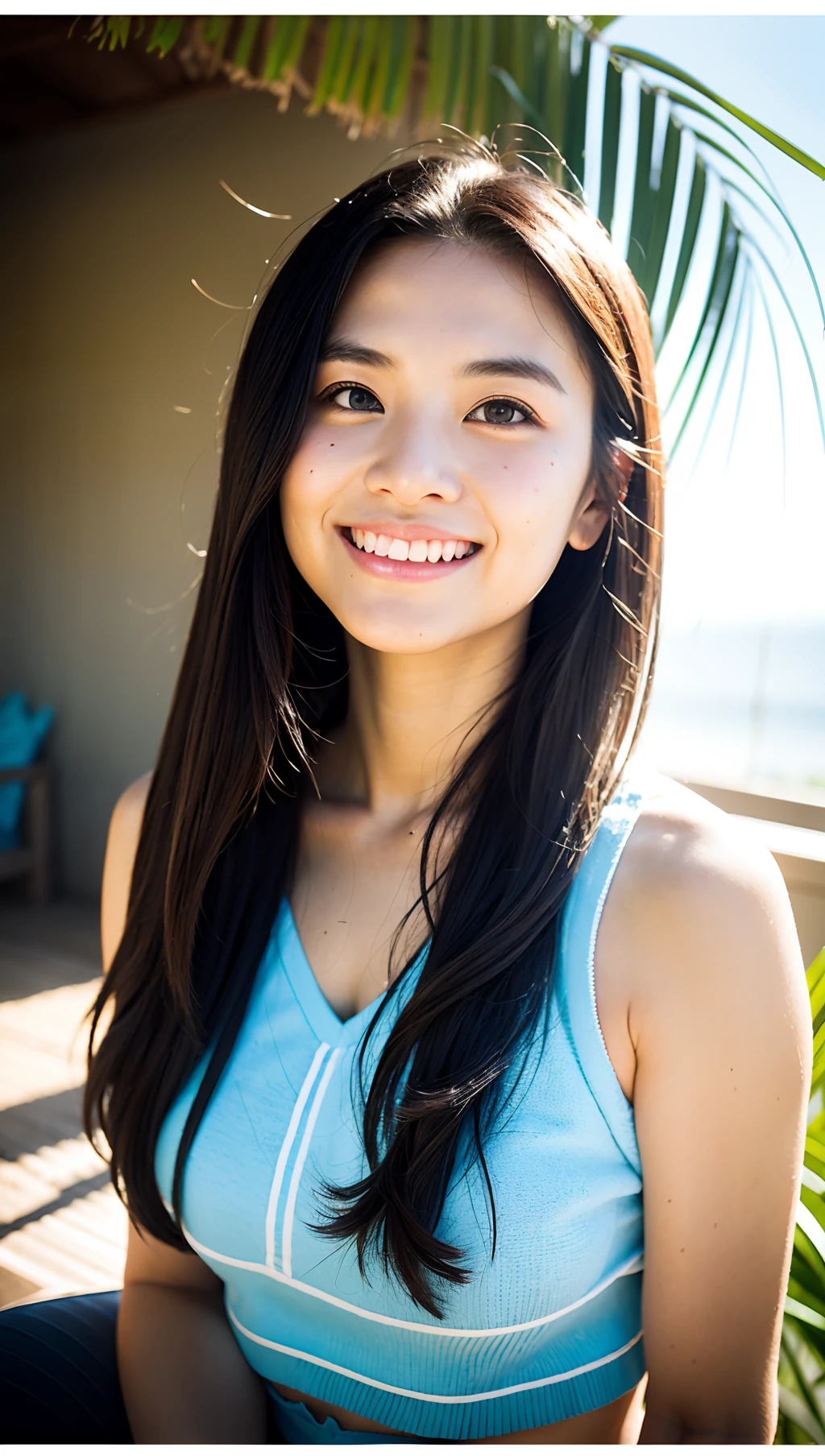 hight resolution、 One beautiful young woman、 (Soft Saturation:1.3)、(light skinned:1.2)、 (hyper detailed background、细致背景)、bokeh dof、 Romper,Portrait of smiling girl。When viewed from the front、The composition is symmetrical。 Look straight at you with serious eyes、Break Towel Wrap、Towel wrap、middlebreasts、 outside of house、Uncharted、Skysky、rays of sunshine、Hot Spring Resorts、mountainscape、 strong lights、front lit、 (r:1.3)、(cowboy shot:1.2)、Break angle from the front、 looking at viewert、 dynamicposes、 Sitting on the beach Wakame、wakame、wakame、wakame、wakame、wakame、wakame、