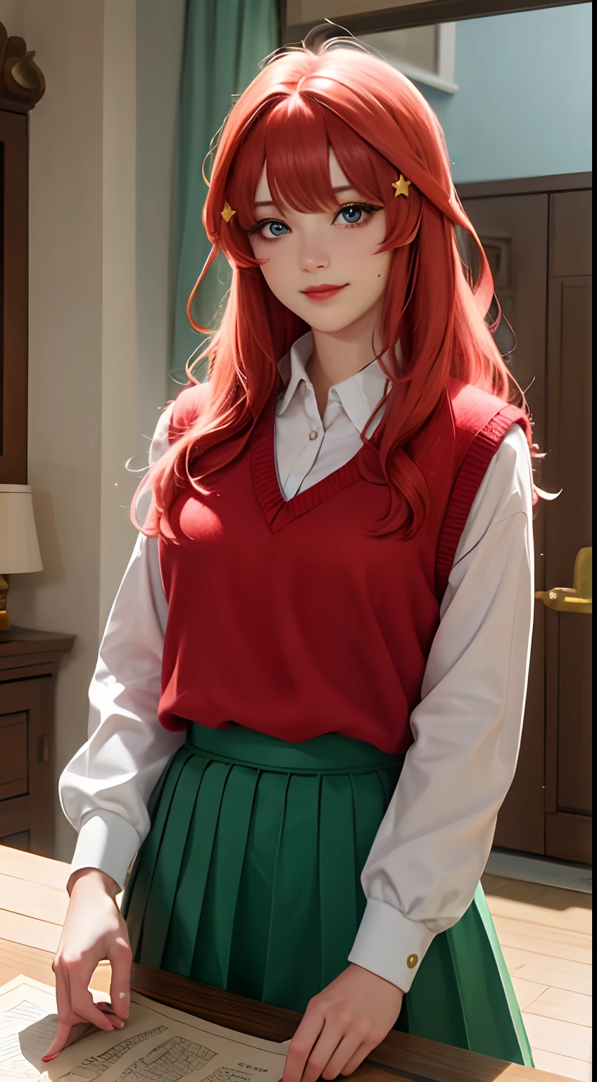 ((Highest quality)), ((masterpiece)), (detailed), high school girl, Lewd, red Hair,Returning home,Nice body, red hair