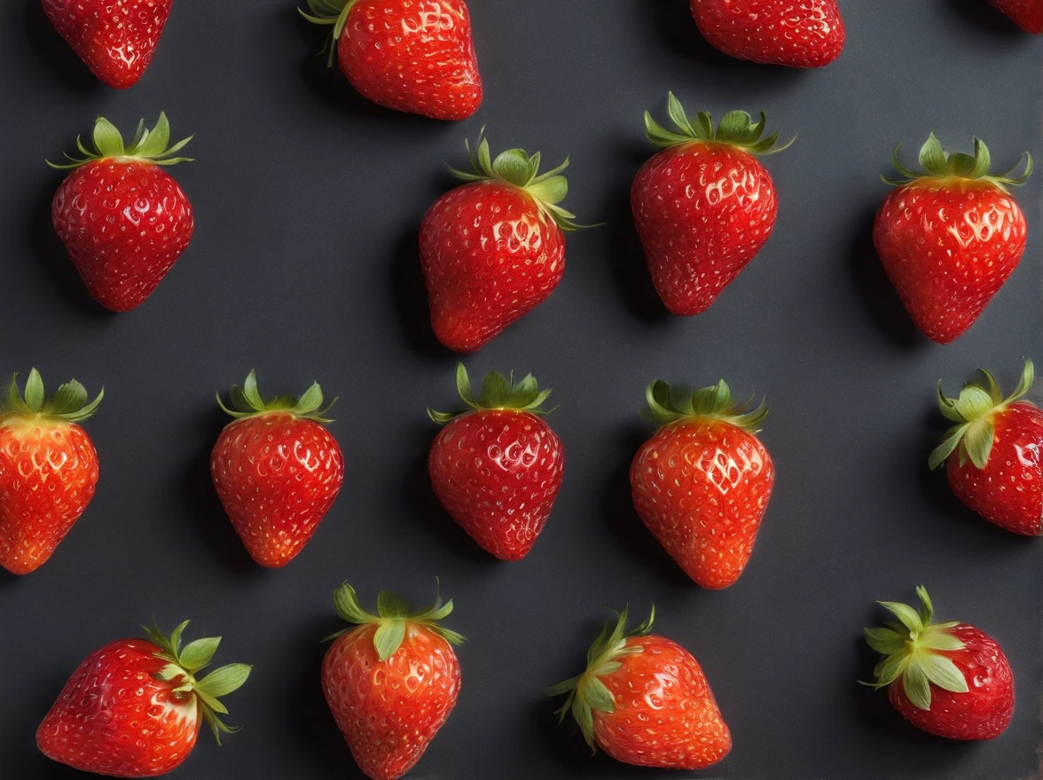 strawberries, Cinematic, Professional Photography, Studio Lighting, Studio Background, advertising photography, Intricate details, ultra-detailliert, A hyper-realistic, 8KUHD