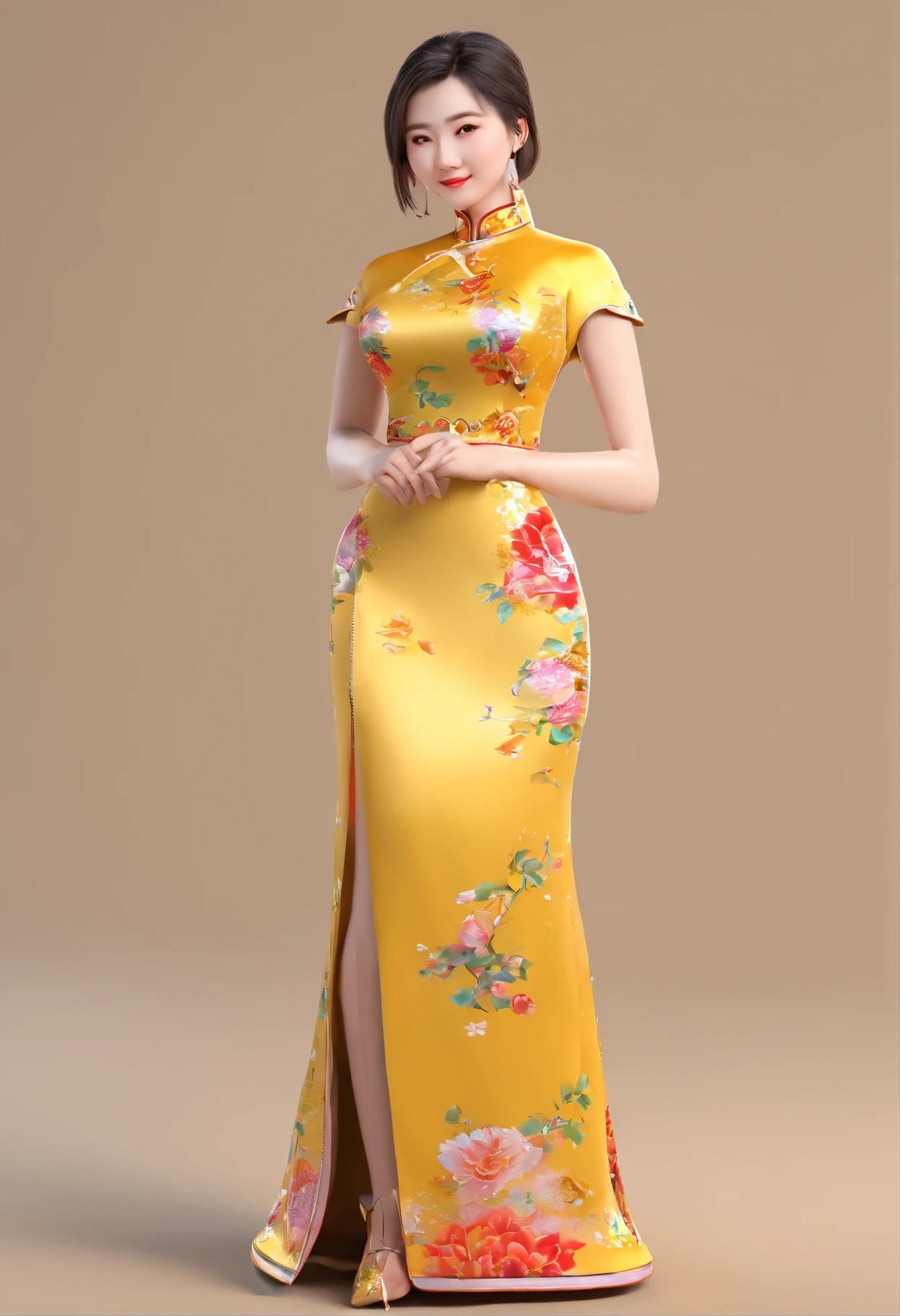 Chubby cheongsam outfit,Elegant and generous,Balls head fashion packet,Happy look