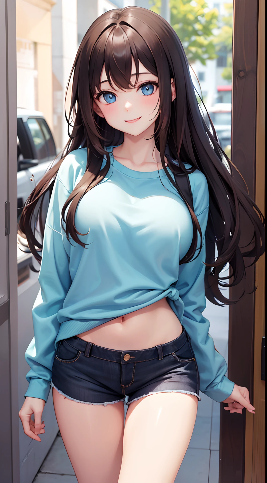 A girl wearing underwear is standing