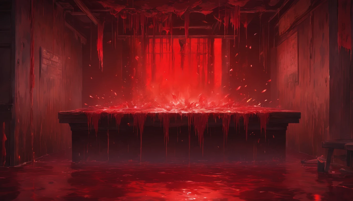 Scenario Blood red room, water upwards, hands among the scenery destroying the room, empty without anyone with hands breaking super detailed, hyper HD, correct, textured scenery, Super detail, High details, High quality, High resolution, 8K, hyper HD , Textured scenery, Super detail, High details, High quality, Best quality, 8K ,Leishnampo, Room 2, Horror