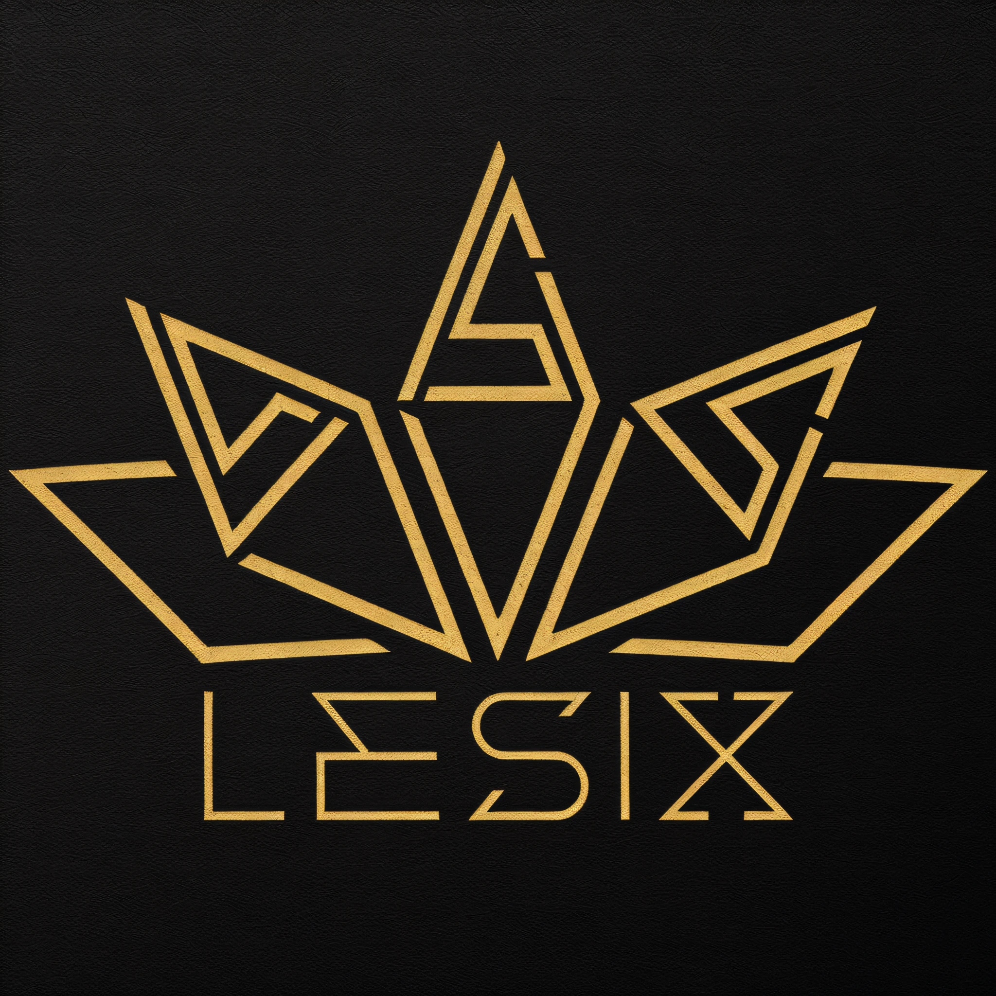 a close up of a gold leaf with the word lessix on it, by Jessie Alexandra , logo art, deus ex, logotype design, logo design, vectorized logo style, laszlo, logo concept design, lux, official artwork, deus ex machine, luxury brand, logo graphic design, triple six, logotype, professional logo design