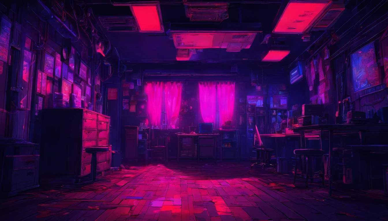 Night scene lighting black light Blood red room, Press the camera, hyper HD, correct, textured scenery, Super detail, High details, High quality, High resolution, 8K, hyper HD, Textured scenery, Super detail, High details, High quality, Best quality, 8K, Leishnampo, Room 2, Horror