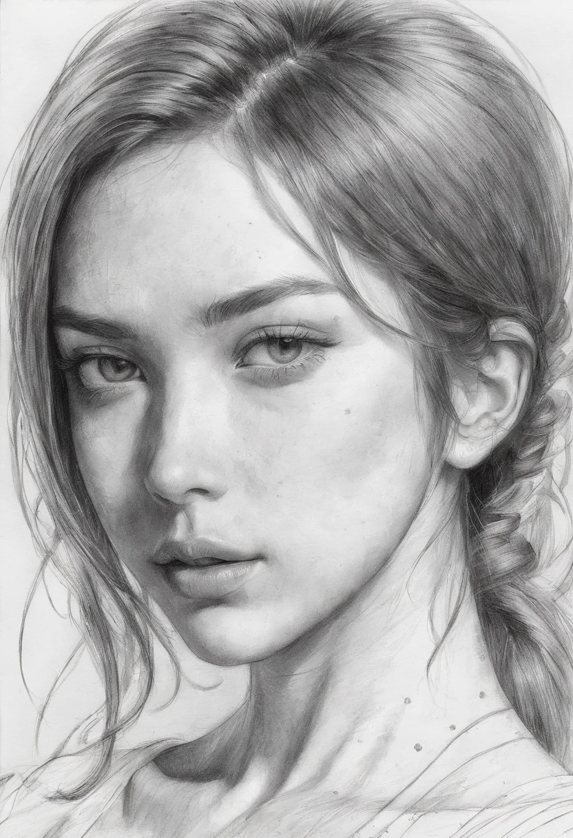 obra maestra, mejor calidad, defined black lines, dibujo para colorear, 1girl, solo, agua, chica abrazando tulipanes, fondo simple, fondo blanco, monocromo, lineart, ((sketch)),((high quality, masterpiece:1.4)), 1girl, ((upper body)), portrait sketch of an african girl wearing a veil, messy drawing, messy charcoal spots, unfinished sketch, sketchbook charcoal style drawing of a woman, sketchbook drawing, sketchbook, beautiful hair, medium short hair, beautiful face, symmetrical face, symmetrical eyes, ((paper material background)), realistic charcoal lines, imperfect drawing, charcoal crumbs, charcoal lines, imperfection, fading sketch, sQueratogray Sketch (eddiemauro-mix)