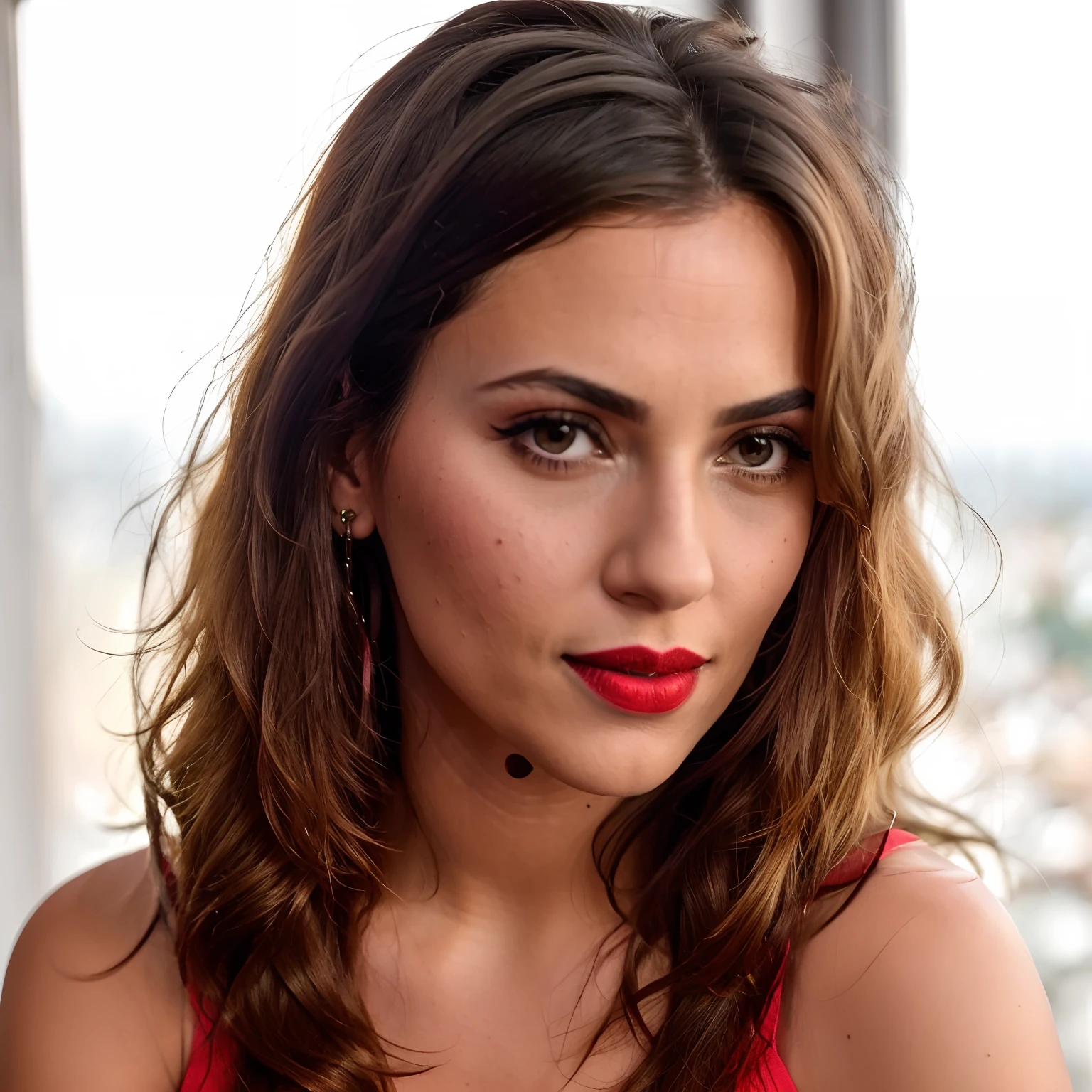 There is a woman with a yellow top and red lipstick, 30 years old woman, 3 0 years old woman, 2 8 years old, 2 7 years old, 2 9 years old, age 38, 3 2 years old, 3 6 years old, (age 38), headshot profile picture, profile image, Professional profile picture of Maximilian Vanka, moleksandra shchaslyva