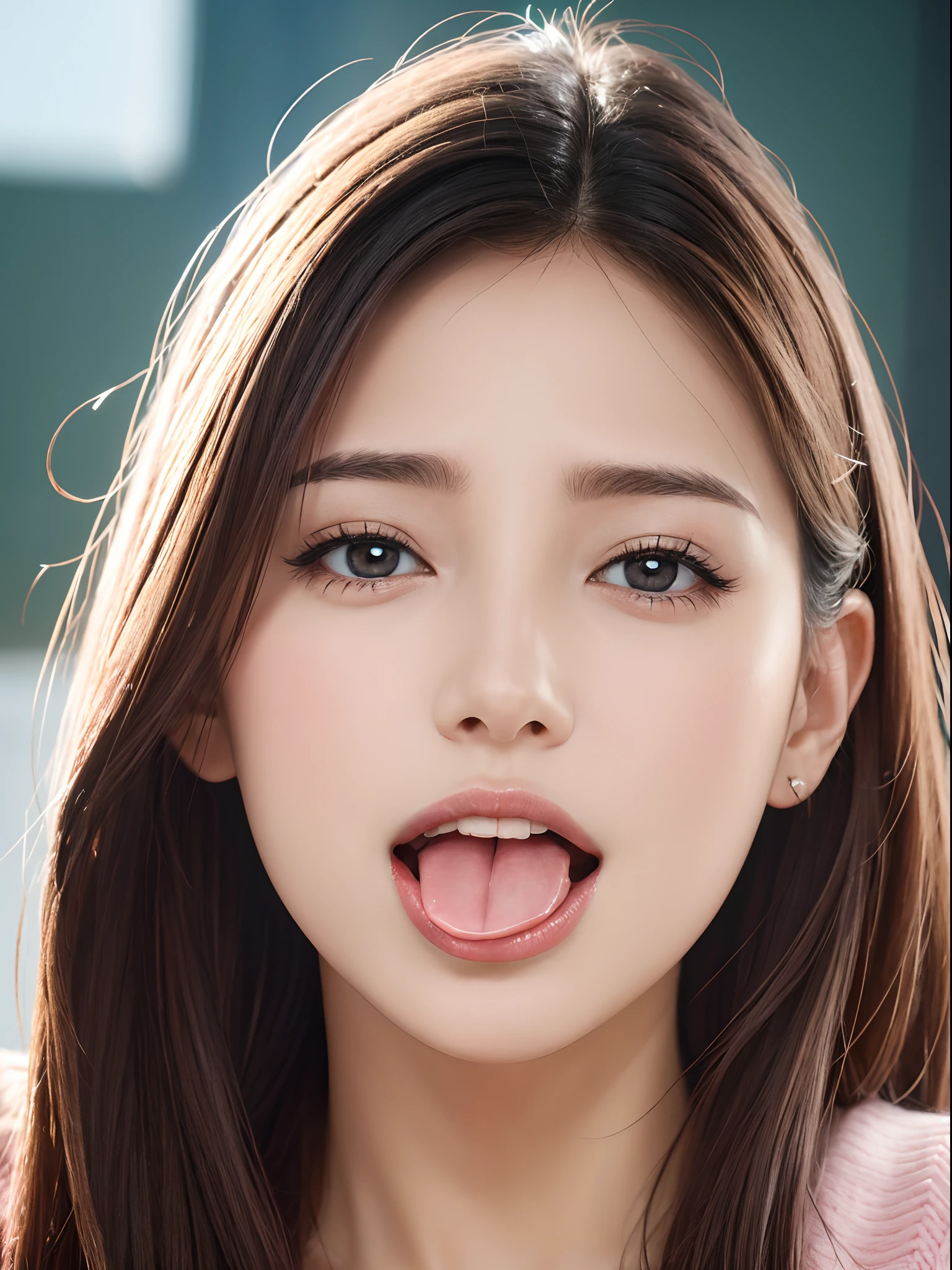 In the mouth of a woman、tongue　licking　１In Peestan　Plump lips　Best Quality　a picture