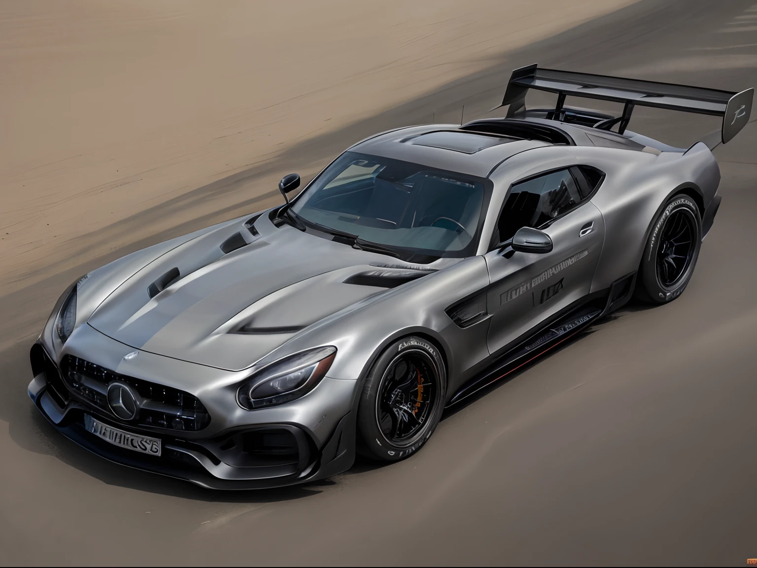 ((Mercedes-AMG・GTR・Hypercar ))、in detail、Aero parts、realisticlying、Deep Rim、Wide tires、Running along the coast、