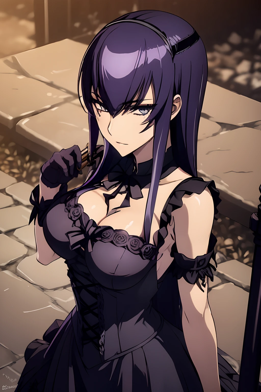 Saeko Busujima con un vestido negro y medias, Black gothic dress ta, victorian gothic loliashion, Estilo Lolita, Lolita, weara gothic dress, Vestido victoriano negro, Gothic dress, gothic wearing, goth clothes, wearing modern gothic clothes, Ornate gothic dress, Gothic!!, Gothic fashion, goth girl, Schoolgirl dressed in gothic, dark gothic dress