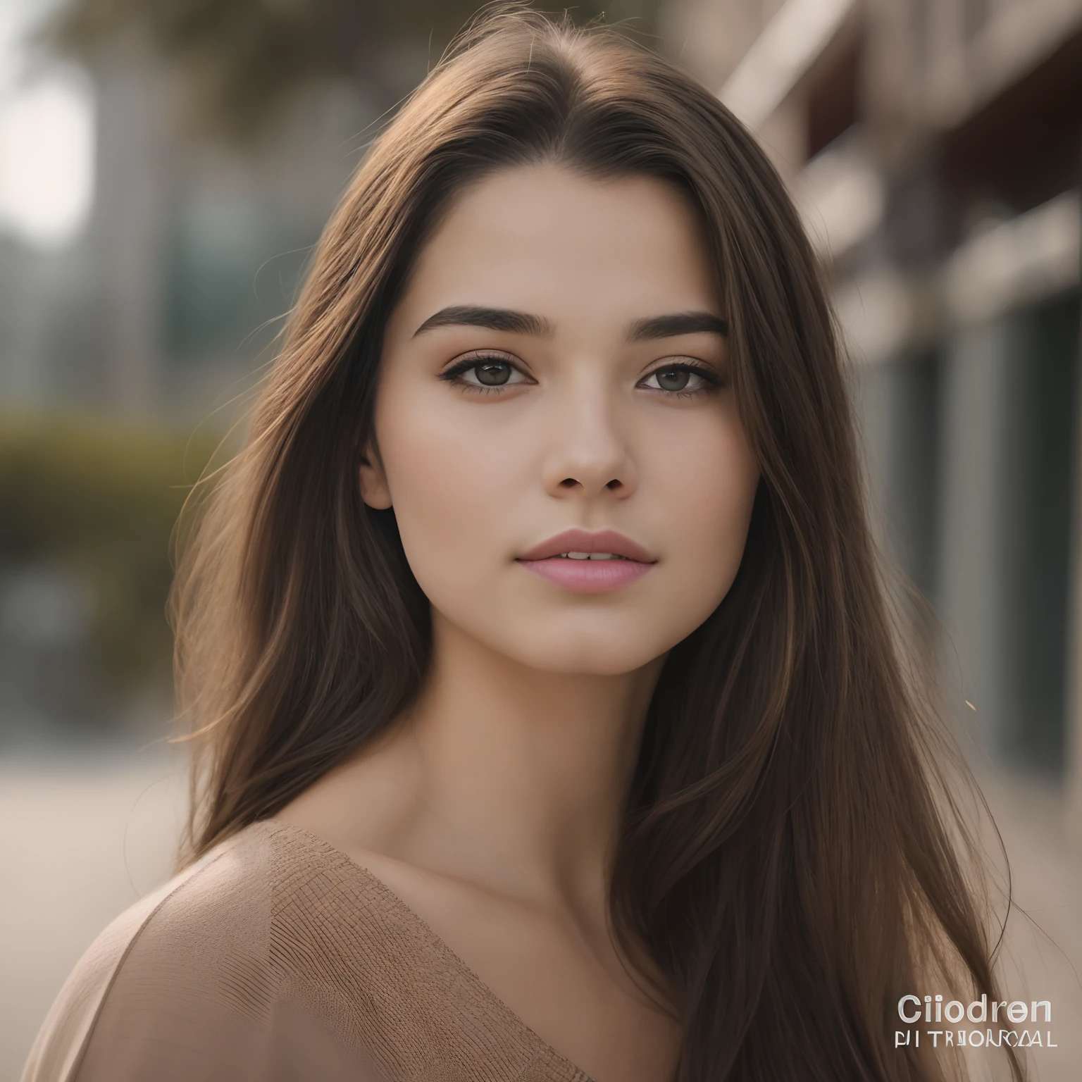 A closeup of a young woman with long brown hair and a brown sweater, foto retrato suave 8 k, rosto bonito fotorrealista, color photograph portrait 4k, Retrato de um modelo bonito, retrato de beleza detalhado, Retrato bonito do rosto, Cinematic realistic portrait, cinematic beautiful natural skin, lindo retrato do rosto, modelo feminino bonito, modelo bonito da , medium portrait soft light, belo rosto delicado, Nicole Maines 8k