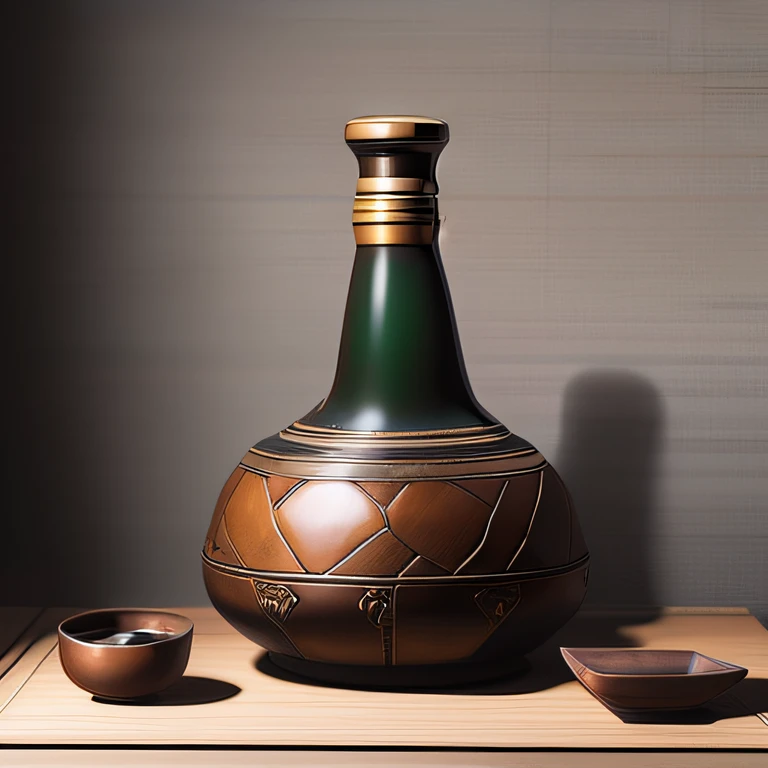 Antique artifacts,The bottle is placed on a boxwood table,Total height 28 cm,There is a lid on it,The buckle is tight,The shape of this copper bottle,It resembles a copper cleaning bottle unearthed by the shrine monk Tataki,It can be concluded that it is a relic of the Tang Dynasty,Full work, Full of patterns, No text,Forged hammer pattern,Big belly,oguchi,sedate,massiness,Shiny and warm