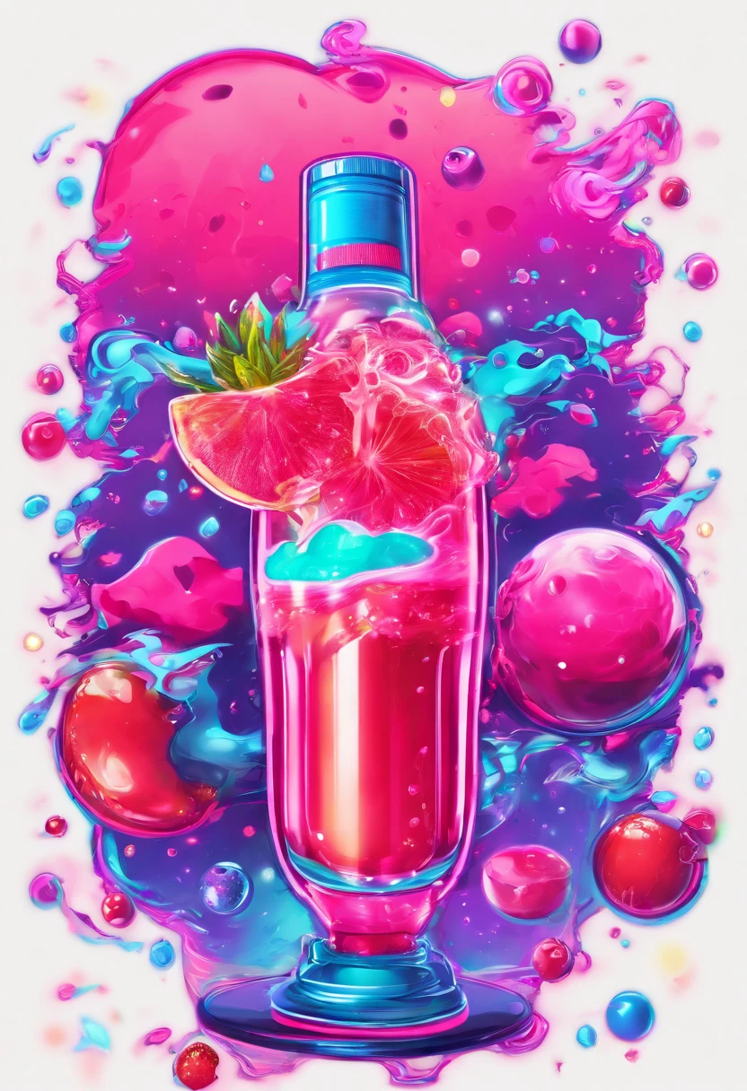 Beautiful fizzy juice, the color of the juice is red, the juice splashes, ultra details,
