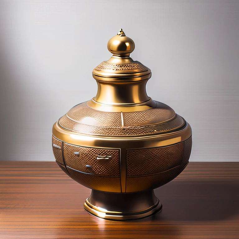 Antique artifacts,The bottle is placed on a boxwood table,Total height 28 cm,There is a lid on it,The buckle is tight,The shape of this gold, platinum, copper bottle,It resembles a copper cleaning bottle unearthed by the shrine monk Tataki,It can be concluded that it is a relic of the Tang Dynasty,Full work, Full of patterns, No text,Forged hammer pattern,Big belly,oguchi,sedate,massiness,Shiny and warm