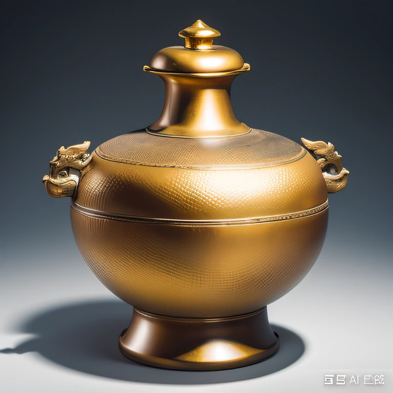 Antique artifacts,The bottle is placed on a boxwood table,Total height 28 cm,There is a lid on it,The buckle is tight,The shape of this gold, platinum, copper bottle,It resembles a copper cleaning bottle unearthed by the shrine monk Tataki,It can be concluded that it is a relic of the Tang Dynasty,Full work, Full of patterns, No text,Forged hammer pattern,Big belly,oguchi,sedate,massiness,Shiny and warm