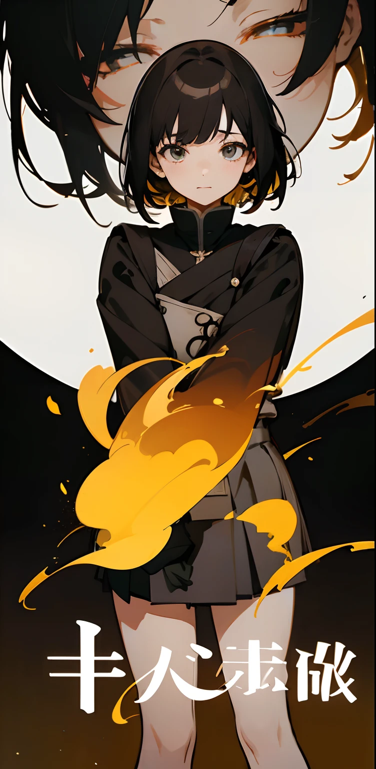 (masterpiece、superior quality、high resolution)、Kana Arima \(Oshinoko\), full of shyness、short brown hair、Bob Hair、white blush、wavy mouth、(((dramatic)))、(((brave)) )、(((vehemently))))The film poster appears as the central character。She is happy in the center of the poster、Wearing an idol costume of black white gold colors、smiling。The background is dark and rough、I feel as if drunk。Text is bold and eye-catching、Catchy slogans add to the overall drama and excitement。Color palette is dominated by dark colors.、Bright dotted colors、Make your poster dynamic and visually impactful、Tachi- e( Magazine: 1.3) majestic、Curled、Surroundings、Touch、Scene、Text、Copper、Bold、attention-grabbing、Titles、fashion、font、Captivating、Titles、large、attention-grabbing、modern、trendy、concentration、elegant、1 girl in、 a miniskirt