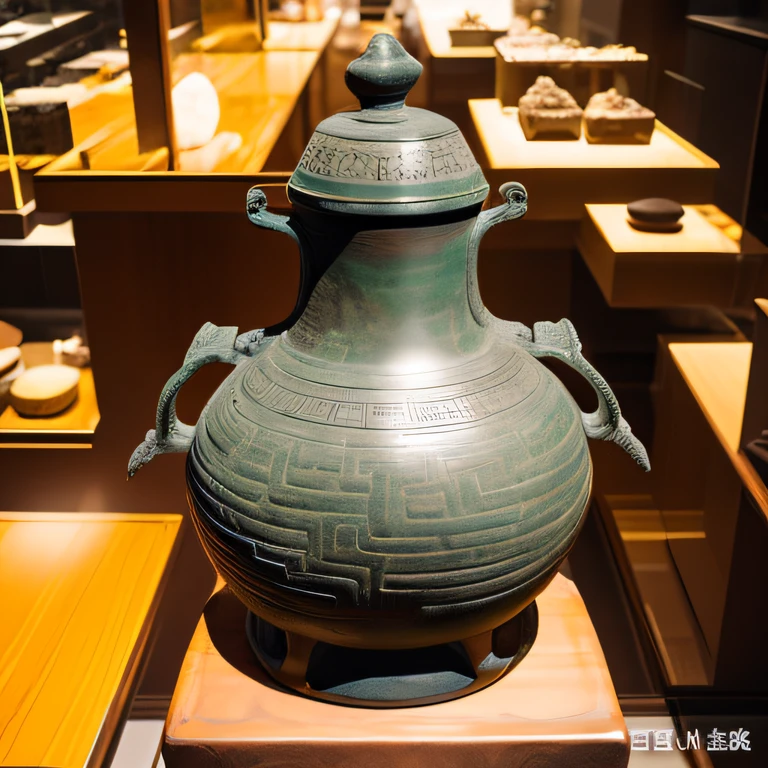 Antique artifacts,The bottle is placed on a boxwood table,Total height 28 cm,There is a lid on it,The buckle is tight,The shape of this gold, platinum, copper bottle,It resembles a copper cleaning bottle unearthed by the shrine monk Tataki,It can be concluded that it is a relic of the Tang Dynasty,Full work, Full of patterns, No text,Forged hammer pattern,Big belly,oguchi,sedate,massiness,Shiny and warm