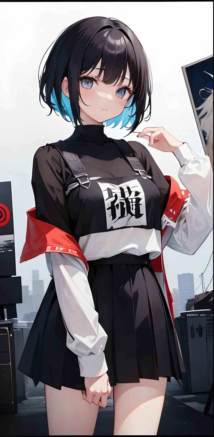 (masterpiece、superior quality、high resolution)、Kana Arima \(Oshinoko\), full of shyness、short brown hair、Bob Hair、white blush、wavy mouth、(((dramatic)))、(((brave)) )、(((vehemently))))The film poster appears as the central character。She is happy in the center of the poster、Wearing an idol costume of black white gold colors、smiling。The background is dark and rough、I feel as if drunk。Text is bold and eye-catching、Catchy slogans add to the overall drama and excitement。Color palette is dominated by dark colors.、Bright dotted colors、Make your poster dynamic and visually impactful、Tachi- e( Magazine: 1.3) majestic、Curled、Surroundings、Touch、Scene、Text、Copper、Bold、attention-grabbing、Titles、fashion、font、Captivating、Titles、large、attention-grabbing、modern、trendy、concentration、elegant、1 girl in、 a miniskirt
