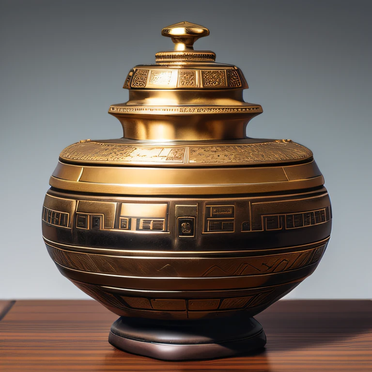 Antique artifacts,The bottle is placed on a boxwood table,Total height 28 cm,There is a lid on it,The buckle is tight,The shape of this gold, platinum, copper bottle,It resembles a copper cleaning bottle unearthed by the shrine monk Tataki,It can be concluded that it is a relic of the Tang Dynasty,Full work, Full of patterns, No text,Forged hammer pattern,Big belly,oguchi,sedate,massiness,Shiny and warm