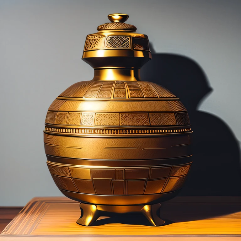 Antique artifacts,The bottle is placed on a boxwood table,Total height 28 cm,There is a lid on it,The buckle is tight,The shape of this gold, platinum, copper bottle,It resembles a copper cleaning bottle unearthed by the shrine monk Tataki,It can be concluded that it is a relic of the Tang Dynasty,Full work, Full of patterns, No text,Forged hammer pattern,Big belly,oguchi,sedate,massiness,Shiny and warm