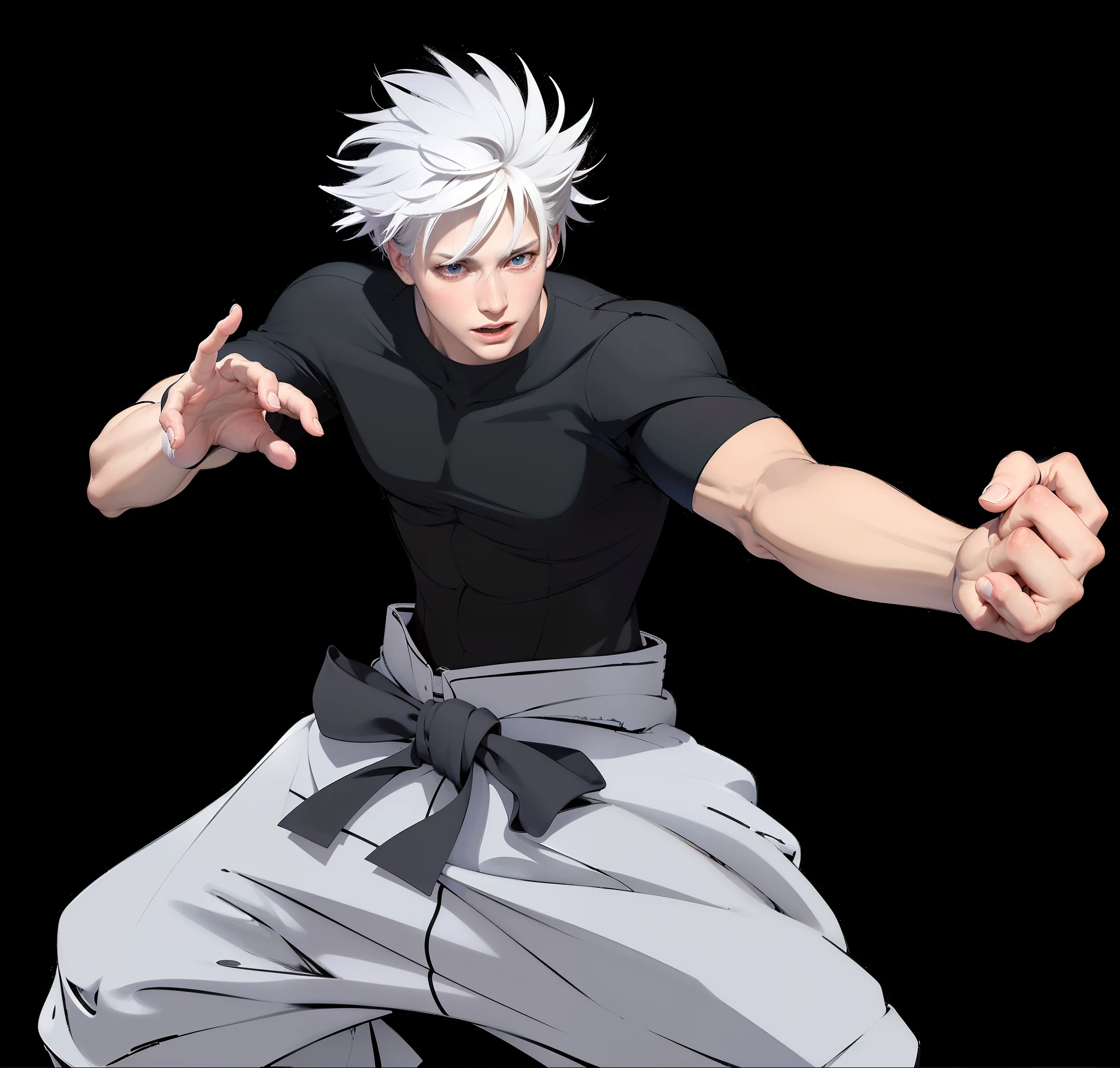 masculine male, masterpiece, ((perfect eyes)) best quality, (semirealism:1.9), beautiful lighting, (extremely detailed CG unity 4k fhd wallpaper), High Detail, Sharp focus, dramatic outdoors, 1 boy ,19 years old, white hair, light purpel eyes, smile.
