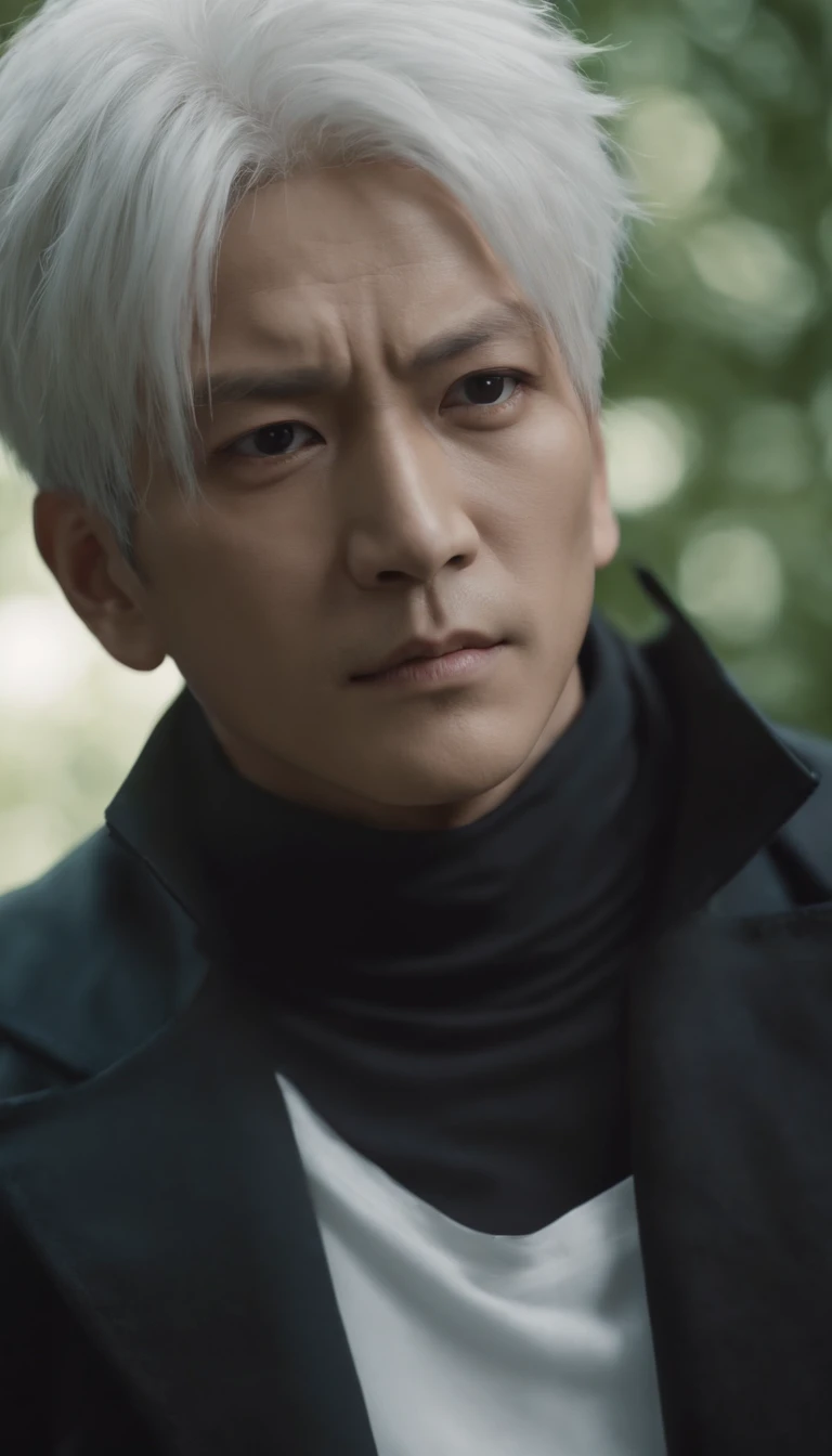 Gojo Satoru from Jujutsu Kaisen, Tall, Black blindfolded, white hair, black clothes